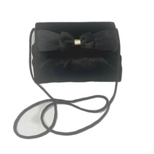 Bow‎ Evening Bag Velvet and Satin Crossbody Black